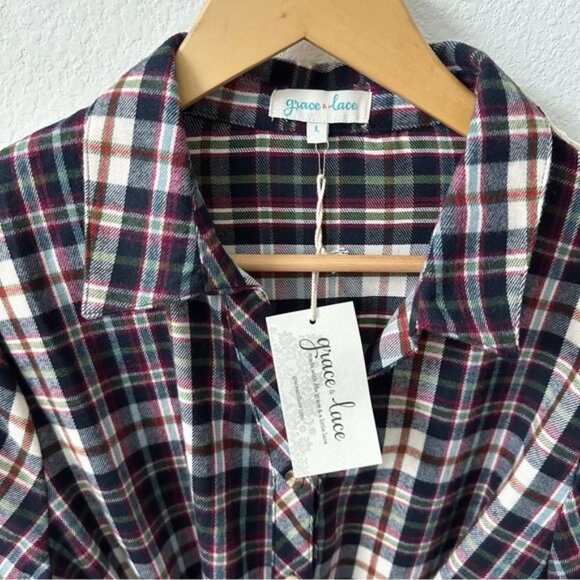 NEW Grace and Lace Stretch Flex Flannel Plaid Dress Size L - Picture 4 of 9